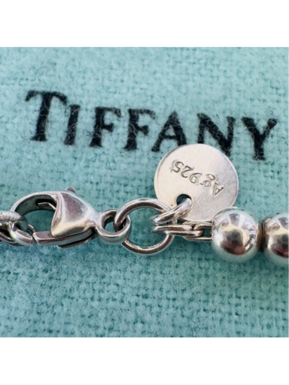 18” Return to Tiffany Blue Enamel Mini Heart Tag Bead Necklace - Picture 9 of 10